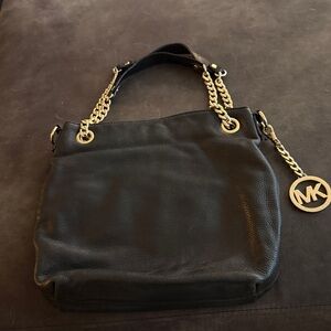 Michael Kors Black Shoulder Bag with Gold Chain